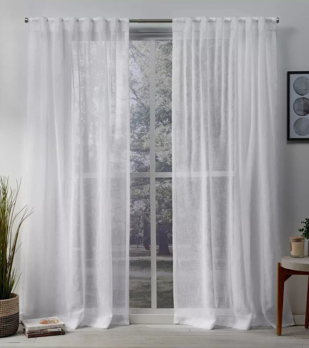 Exclusive Home Belgian Sheer Hidden Tab Top 50x84" Curtain Panel White*